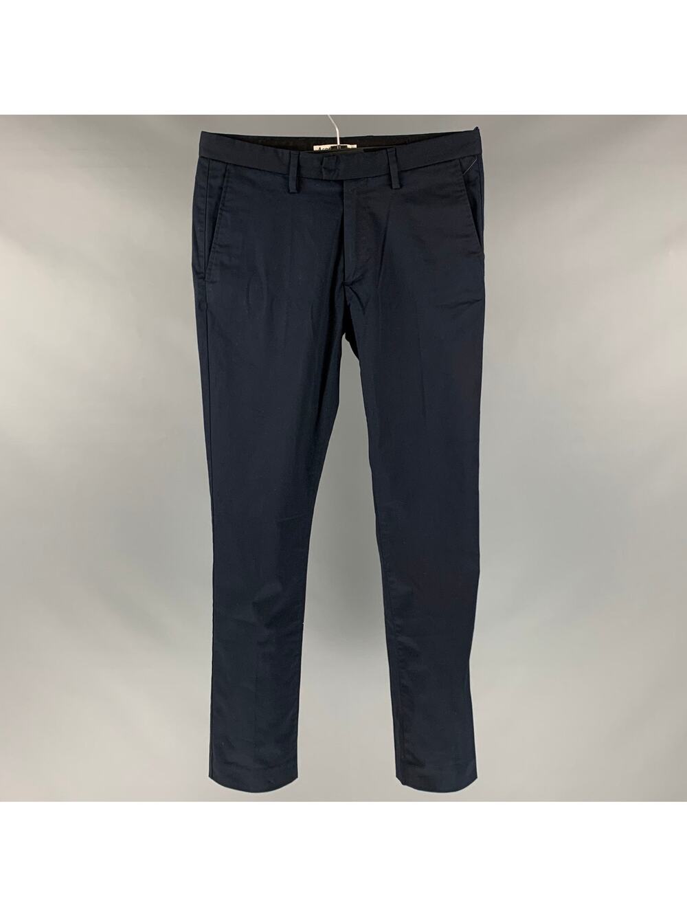 ACNE STUDIOS Size 32 Navy Cotton Elastane Flat Front Casual Pants